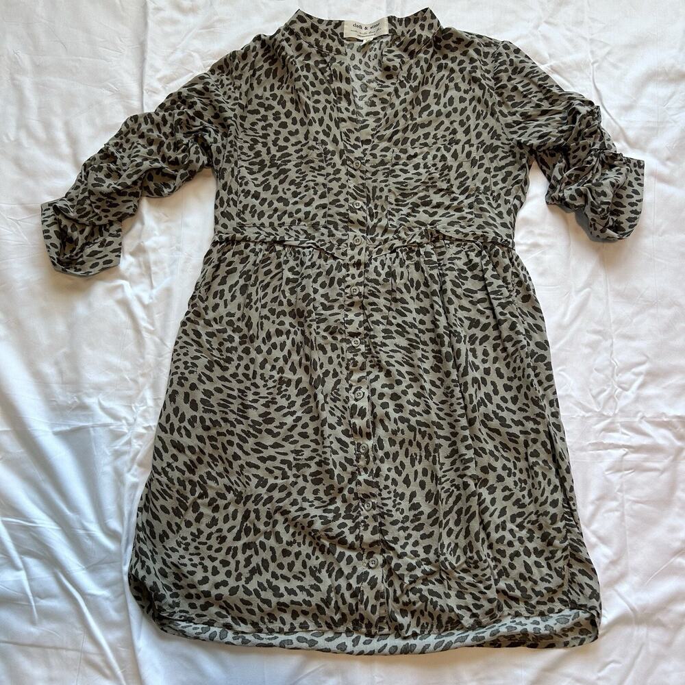 Anthropologie Cloth & Stone leopard Cheetah Mini Dress Sz S fall Work Career